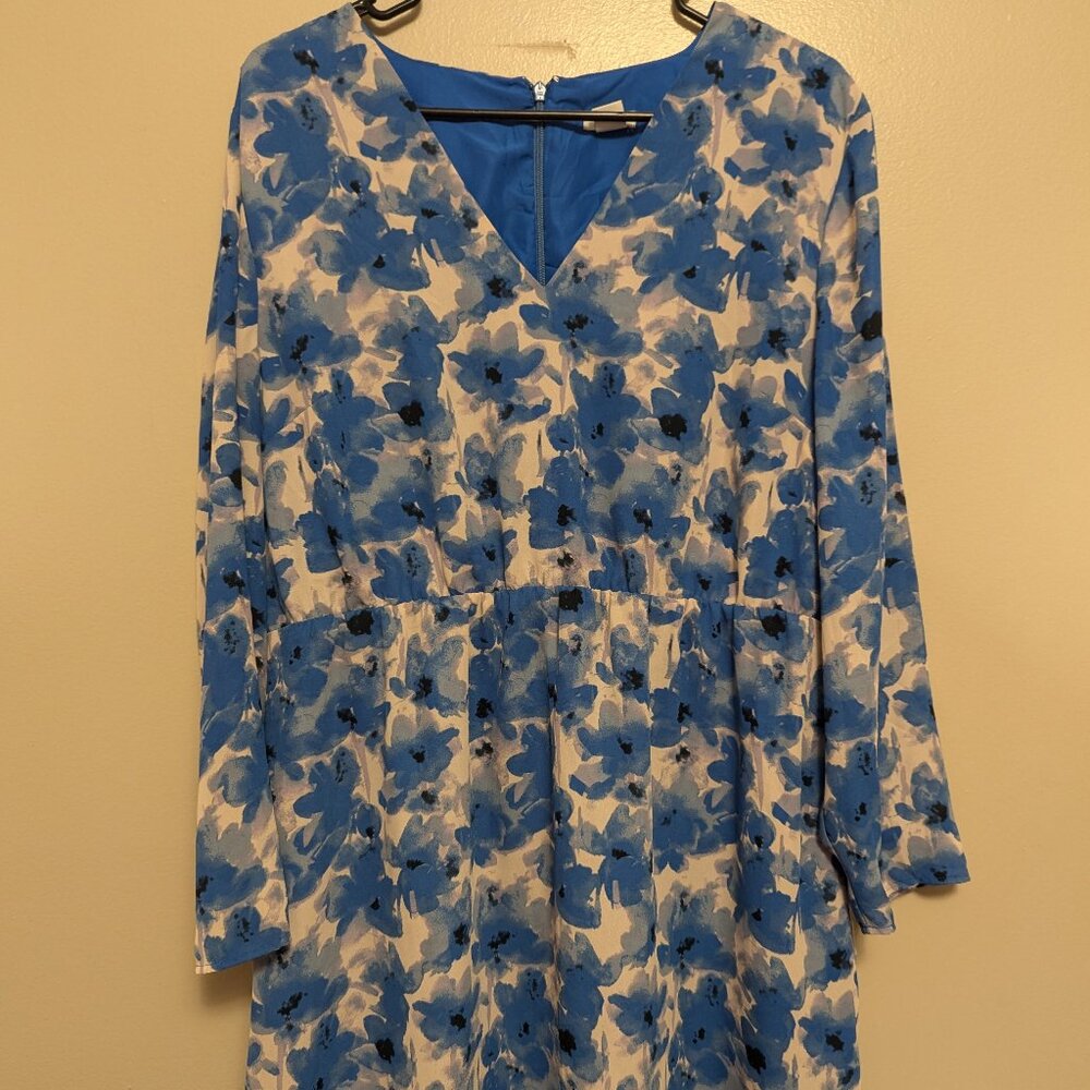 J. Crew Floral Long-Sleeve Chiffon Dress, Size 12
